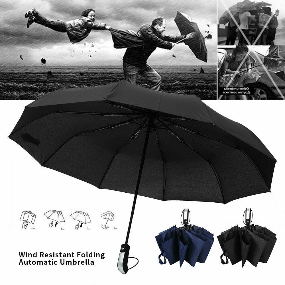 10 rib windproof automatic folding umbrella – compact travel umbrella with auto open & close, water resistant canopy for men & women 10 rib windproof automatic folding umbrella – compact travel umbrella with auto open & close, water resistant canopy for men & women