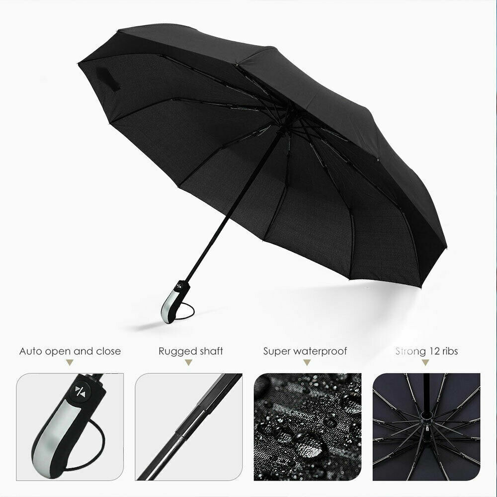 10 rib windproof automatic folding umbrella – compact travel umbrella with auto open & close, water resistant canopy for men & women 10 rib windproof automatic folding umbrella – compact travel umbrella with auto open & close, water resistant canopy for men & women