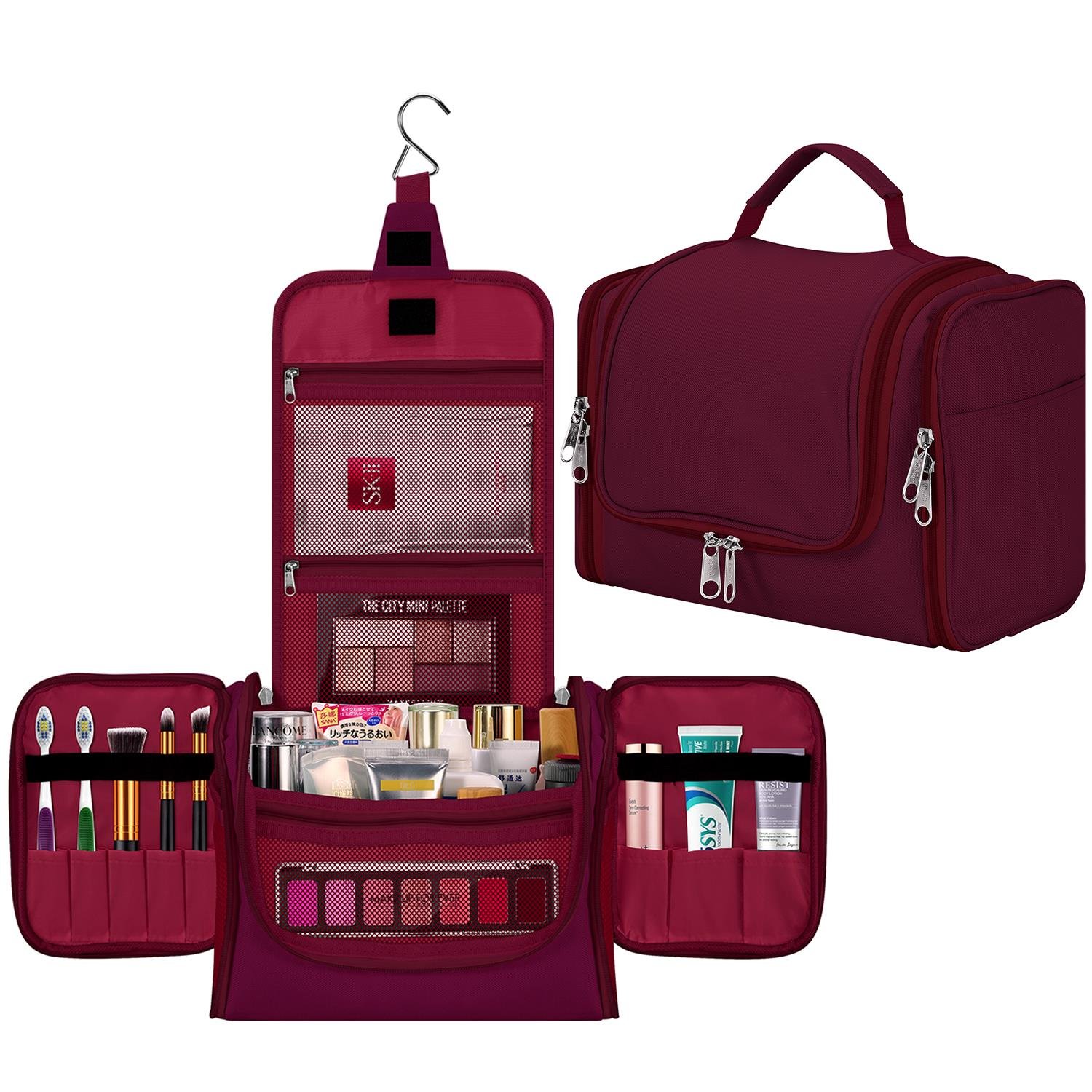 vinsani hanging travel toiletry bag, purple – waterproof nylon cosmetic & wash bag with hook, multiple compartments & double zipper vinsani hanging travel toiletry bag, purple – waterproof nylon cosmetic & wash bag with hook, multiple compartments & double zipper