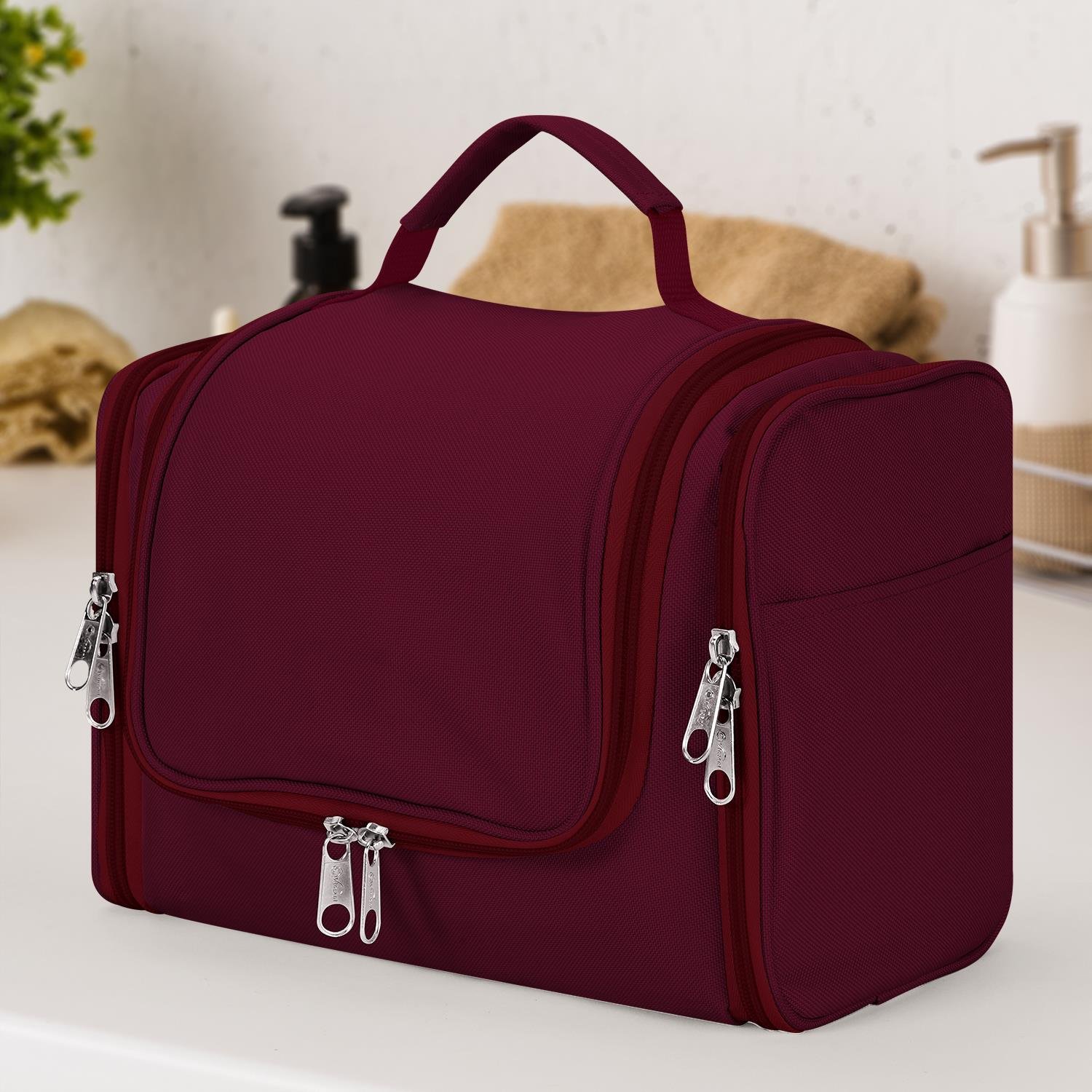 vinsani hanging travel toiletry bag, purple – waterproof nylon cosmetic & wash bag with hook, multiple compartments & double zipper vinsani hanging travel toiletry bag, purple – waterproof nylon cosmetic & wash bag with hook, multiple compartments & double zipper