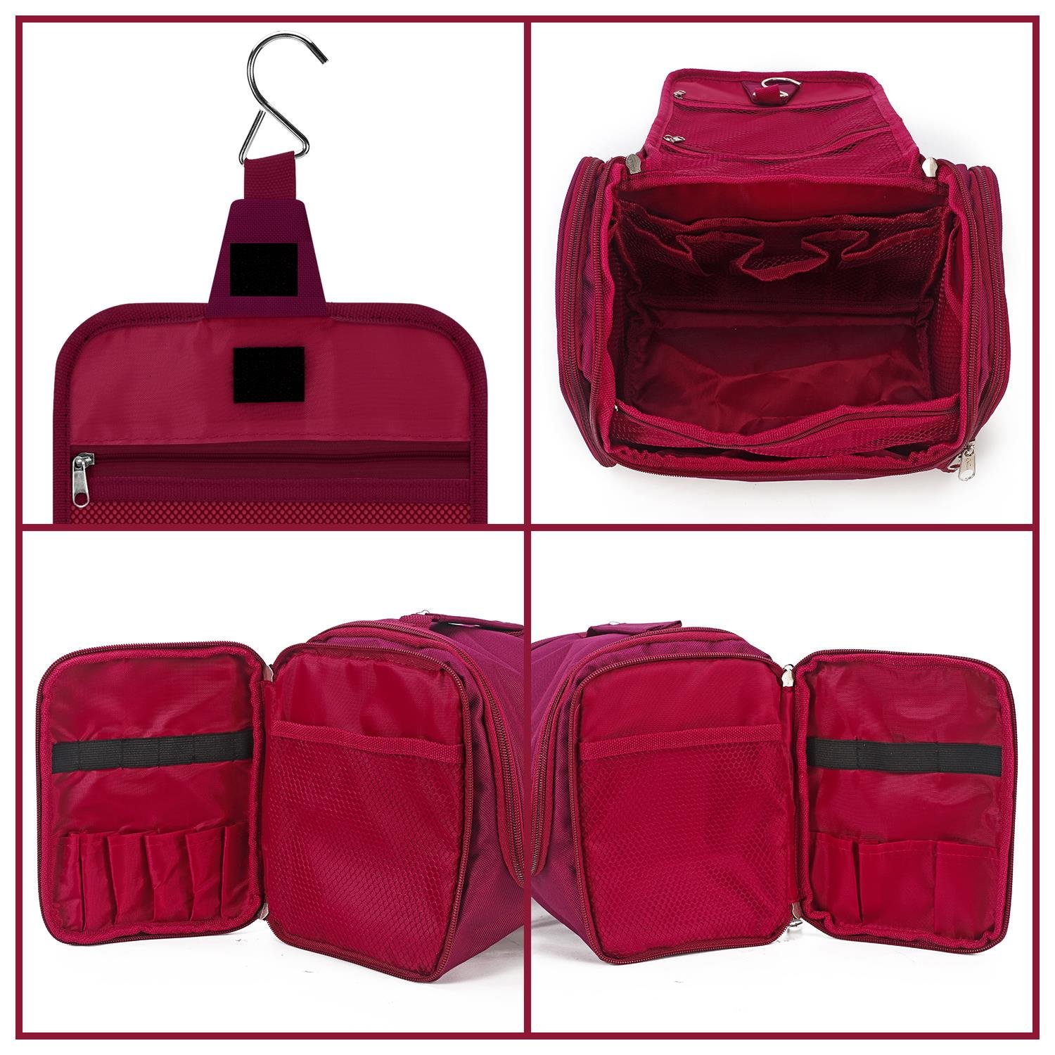 vinsani hanging travel toiletry bag, purple – waterproof nylon cosmetic & wash bag with hook, multiple compartments & double zipper vinsani hanging travel toiletry bag, purple – waterproof nylon cosmetic & wash bag with hook, multiple compartments & double zipper
