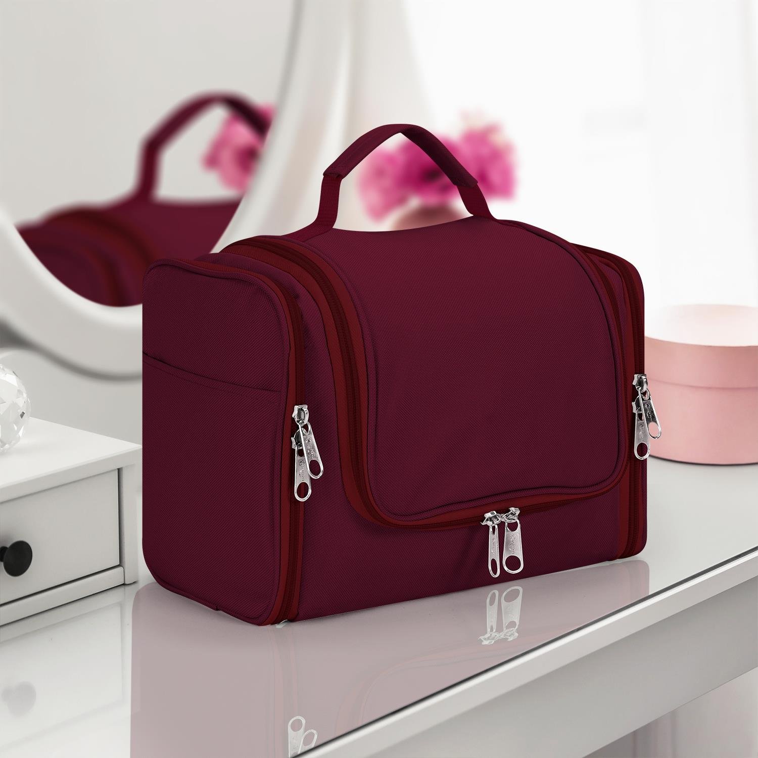 vinsani hanging travel toiletry bag, purple – waterproof nylon cosmetic & wash bag with hook, multiple compartments & double zipper vinsani hanging travel toiletry bag, purple – waterproof nylon cosmetic & wash bag with hook, multiple compartments & double zipper