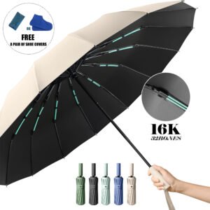 hdirxg windproof 16k folding umbrella compact sun & rain protection