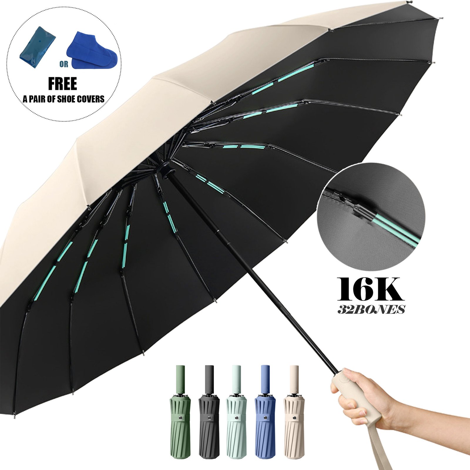 hdirxg windproof 16k folding umbrella compact sun & rain protection hdirxg windproof 16k folding umbrella compact sun & rain protection